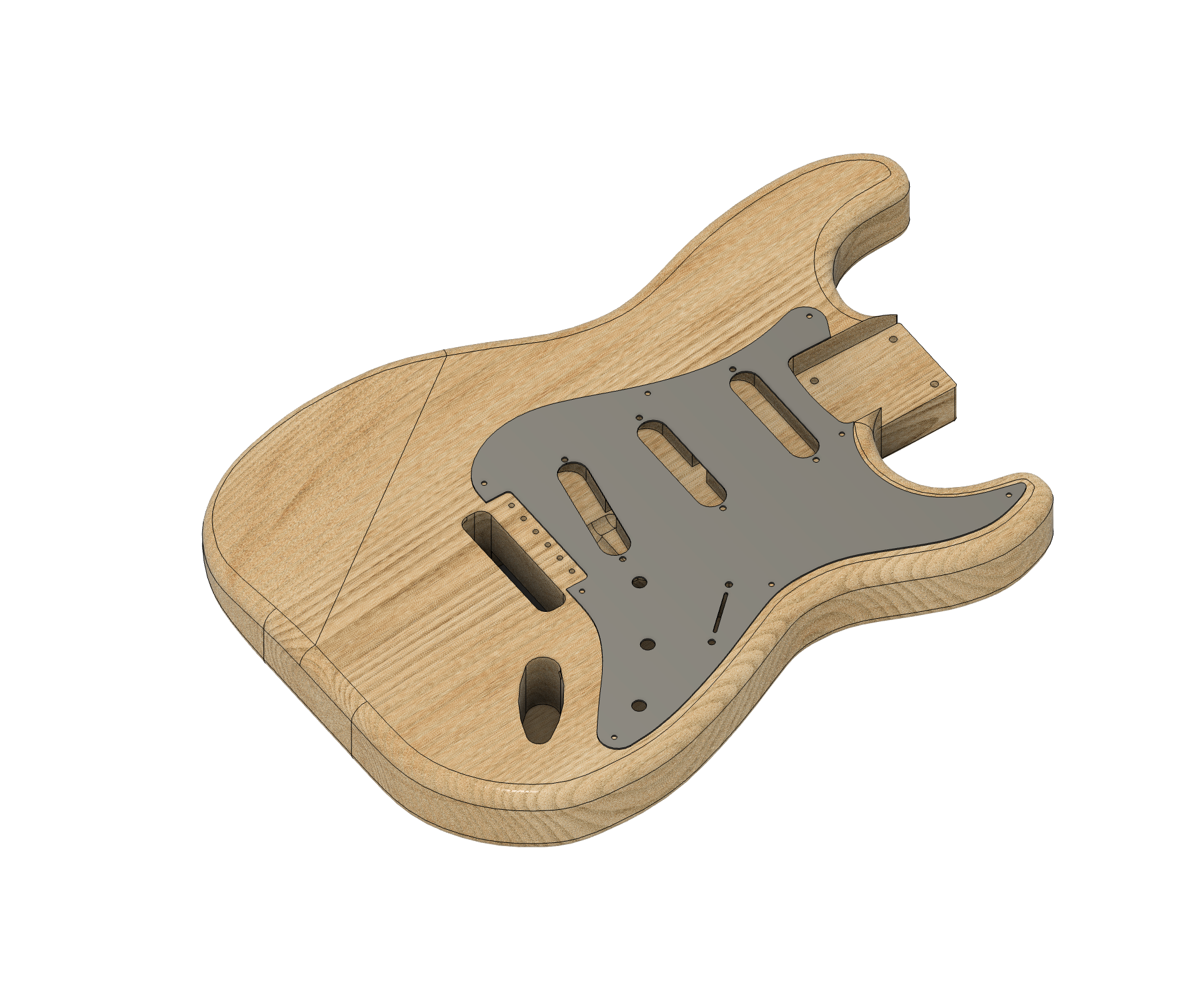 Fender Stratocaster Body 3D CAD Files 1:1 Scale | CNC Plan