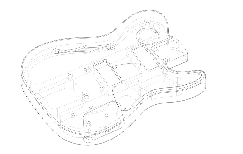 stl, dxf, f3d, svg, step files for fender thinline