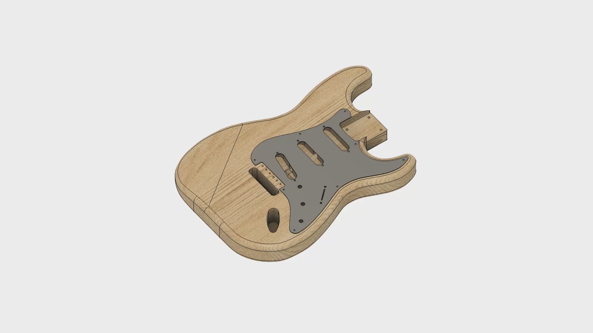Fender Stratocaster Body 3D CAD Files 1:1 Scale | CNC Plan